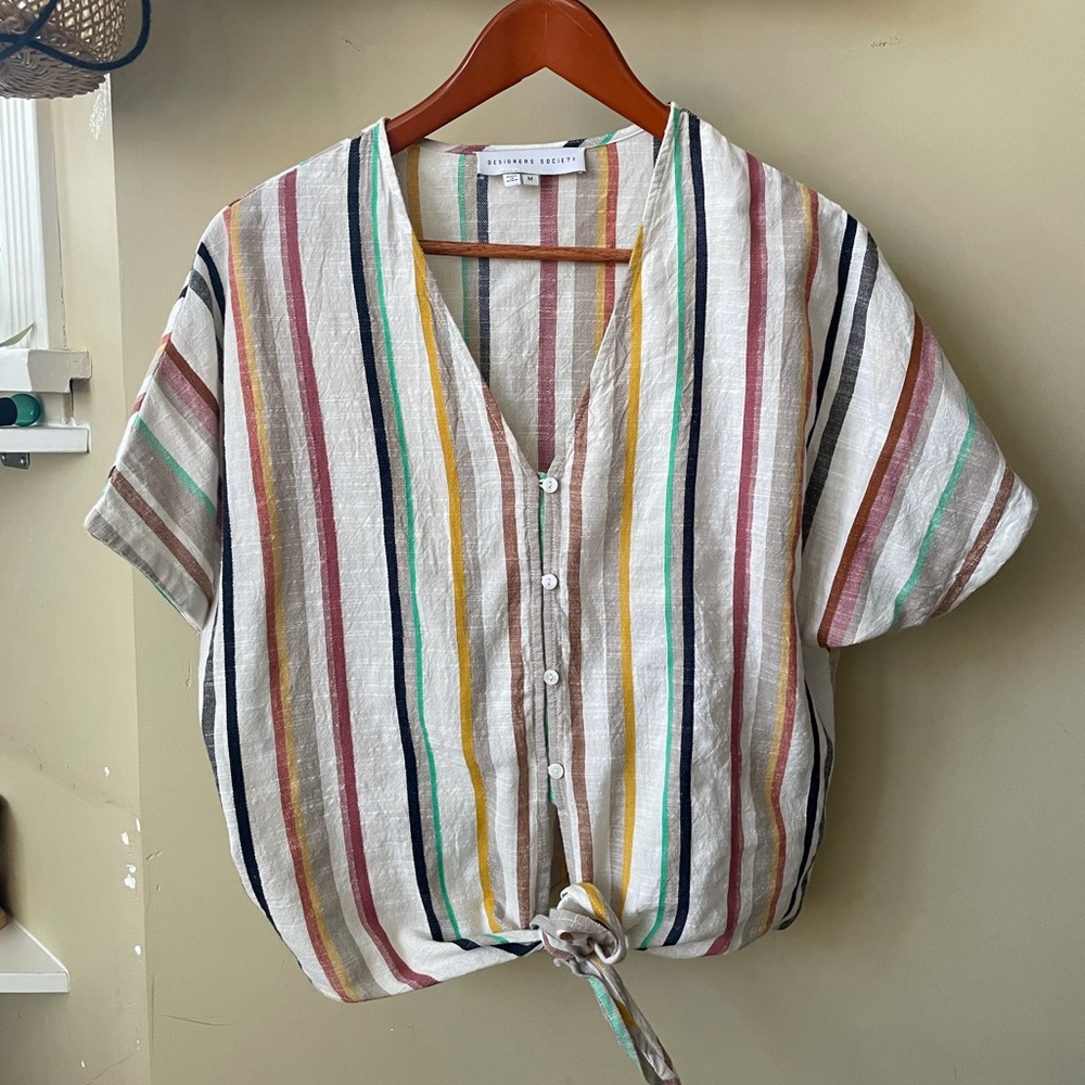 Designers Society Stripe Top with Front Knot